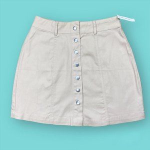 Khaki Button Up Mini Skirt